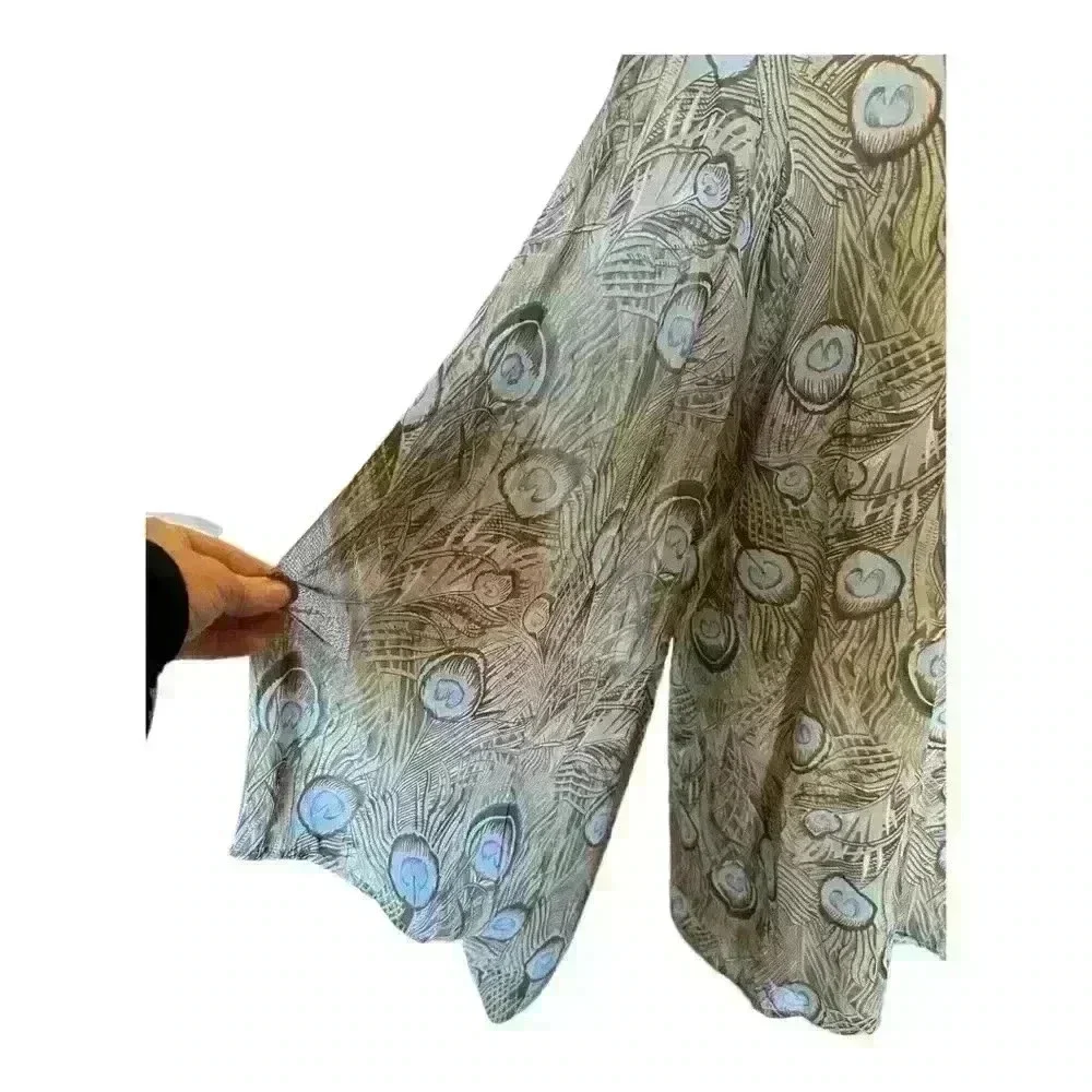 Show Me Your MuMu Peacock Feather Mini Tunic Dress with Butterfly Sleeves Size M